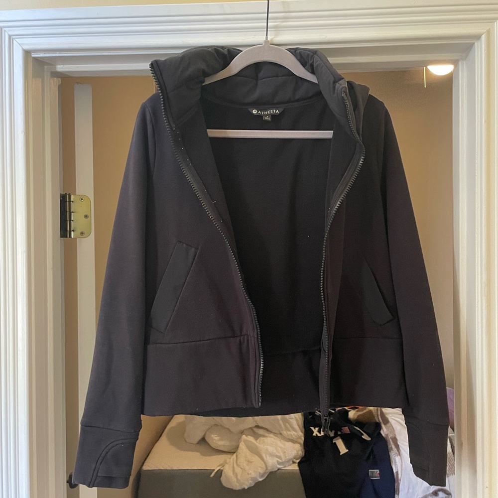 black athleta crop jacket